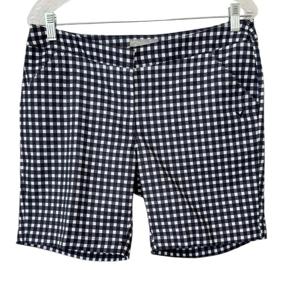 Callaway | Opti-Dr Golf Mid Rise Gingham Checkered Pattern Shorts Pockets Size 8 - Picture 1 of 8